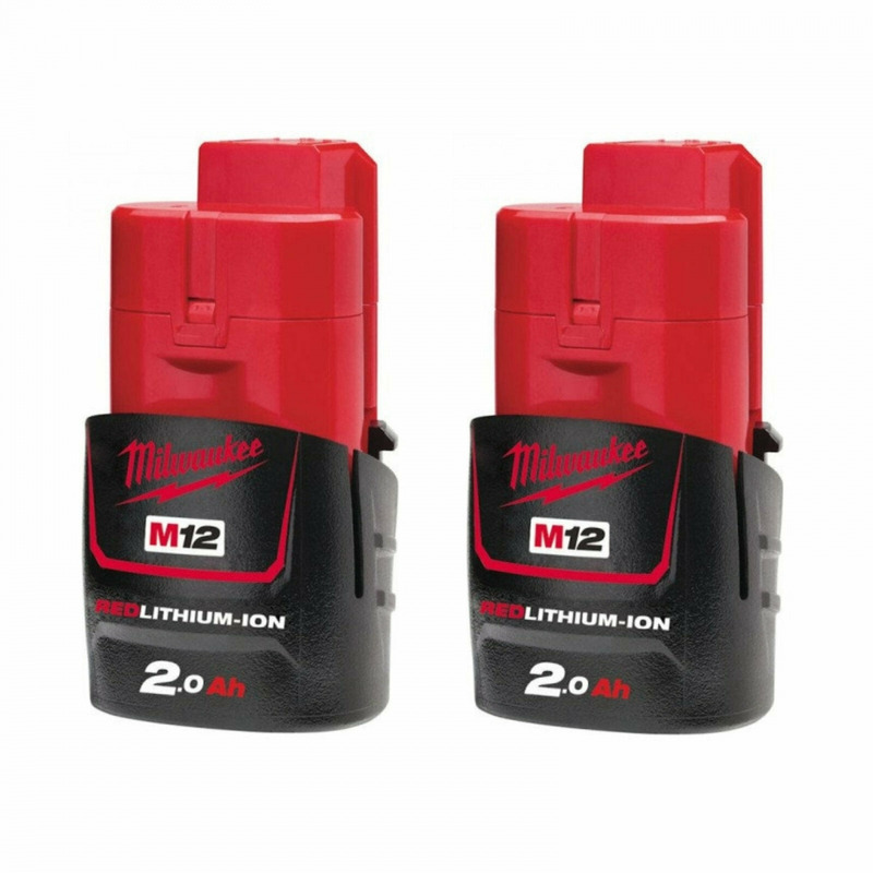 Milwaukee M12B2 12V 2.0Ah RedLithium Batteries (Twin Pack) OR 60% Cash Alternative