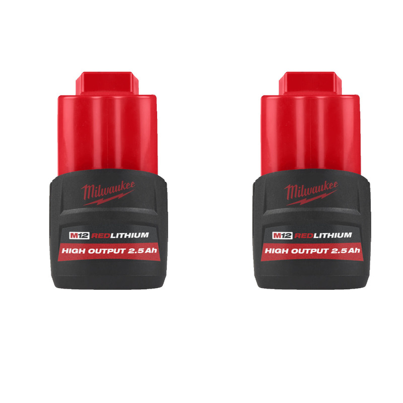 Milwaukee M12HB2.5 12v High Output 2.5ah Battery (Twin Pack) OR 60% Cash Alternative