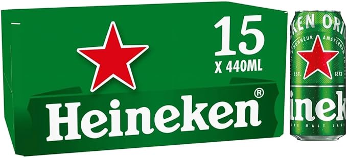 Heineken Lager Beer Cans, 15x 440ml OR 60% Cash Alternative