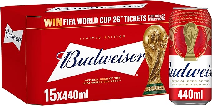 Budweiser Lager Beer Cans, 15 x 440ml OR 60% Cash Alternative