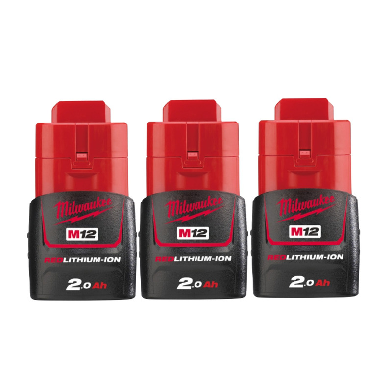 Milwaukee M12B2 12V 2.0Ah RedLithium Batteries (Triple Pack) OR 60% Cash Alternative