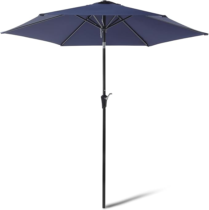 Amazon Basics Garden Parasol, Patio Umbrella with Crank Lift Push-Button Tilt, Aluminium Pole Steel Ribs, 3.1m, Navy OR 60% Alternative