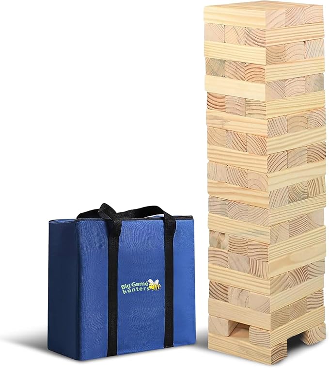 Big Game Hunters Jumbo Hi-Tower in a Bag - Builds from 0.6 (2 Ft) Meters up to 1.5 Meters (5ft) High - Outdoor Garden Games - Tumble Tower - Building Games OR 60% Alternative