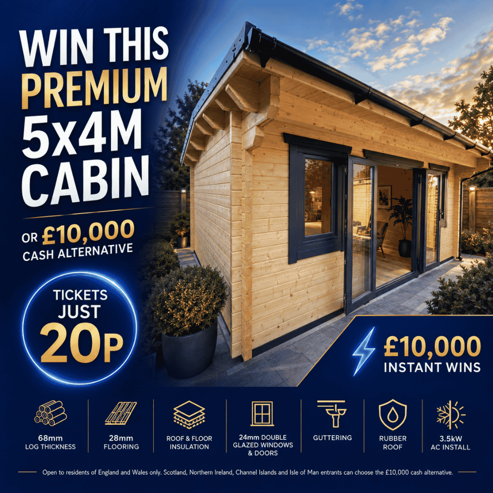 Win the Ultimate 5×4 m Garden Cabin