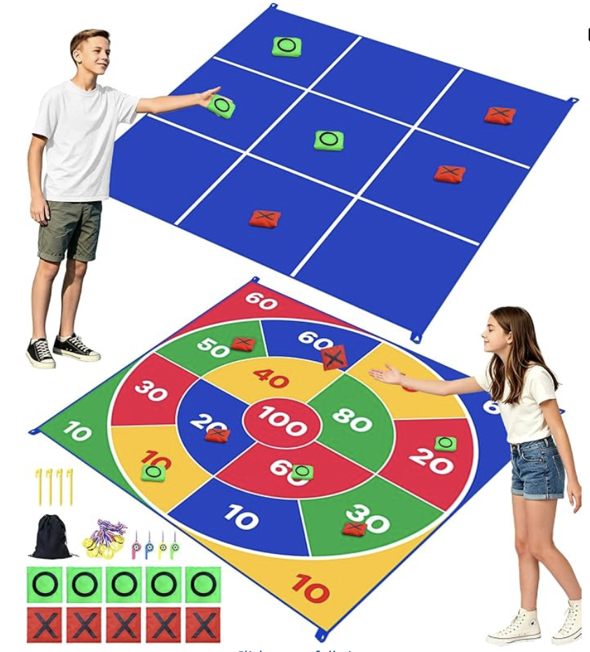2-in-1 Giant Tic Tac Toe Bean Bag Toss Games, 4.5ft Double Sided Large Outside Camping Backyard Lawn Games for Family Friend Party Fun Carnival Outdoor Giant Yard Games OR 60% Alternative