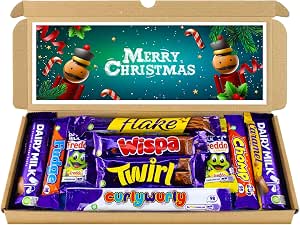 Christmas Selection Box Chocolate Hamper | Letter Box Gift | 10 Fullsize Dairy Milk Chocolate bars | Ideal Secret Santa Gifts For Women, Men & Kids (Merry Christmas)