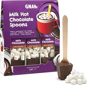 Milk Hot Chocolate Spoons Gift Set – Smooth Milk Chocolate Flavour, Including Marshmallows for Luxury Hot Chocolate Indulgence – Spoon Stirrers for Rich, Café-Style Mugs, 3 x 40g