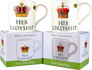 The Leonardo Collection His Lordship & Her Ladyship Fine China Set of 2 Mugs in Individual Gift Boxes