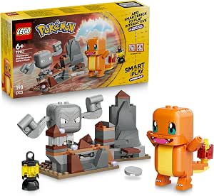 LEGO Pokémon SMART Play: Charmander and Geodude’s Cavern Clash - Compatible Interactive Toy Set Incl. 2 SMART Tags and 2 Pokémon - Gift Idea for 6+ Year Old Boys and Girls - 72157