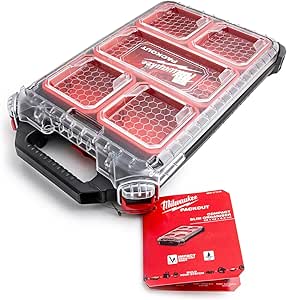 Milwaukee 4932471065 932471065 PACKOUT Compact Slim Organiser, Black, Red